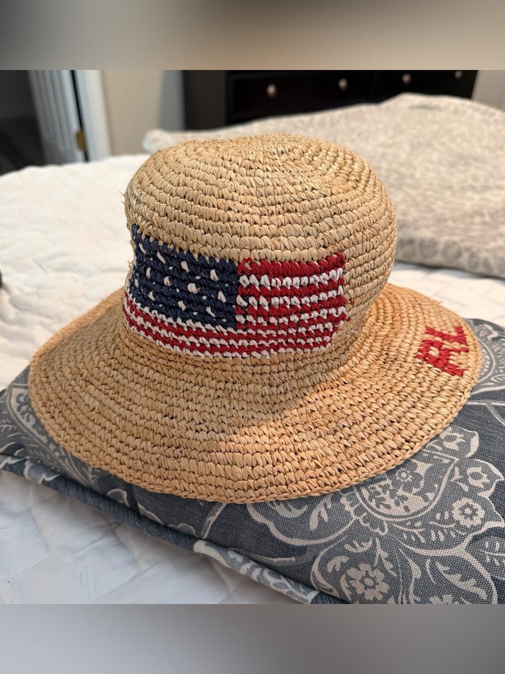 Ralph Lauren RLX Straw Woven American Flag Hat RL